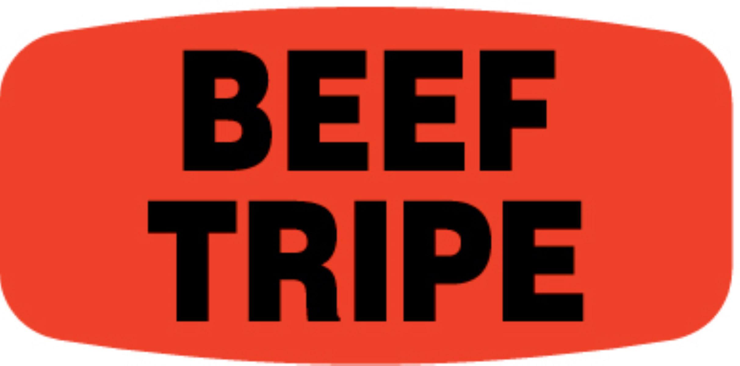 Beef Tripe Label 0.625X1.25 IN Black Fluorescent Red Short Oval 1000 Count/Roll 50 Rolls/Case 50000 Count/Case