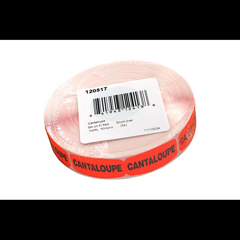 Cantaloupe Label 0.625X1.25 IN Black Fluorescent Red Short Oval 1000 Count/Roll 50 Rolls/Case 50000 Count/Case