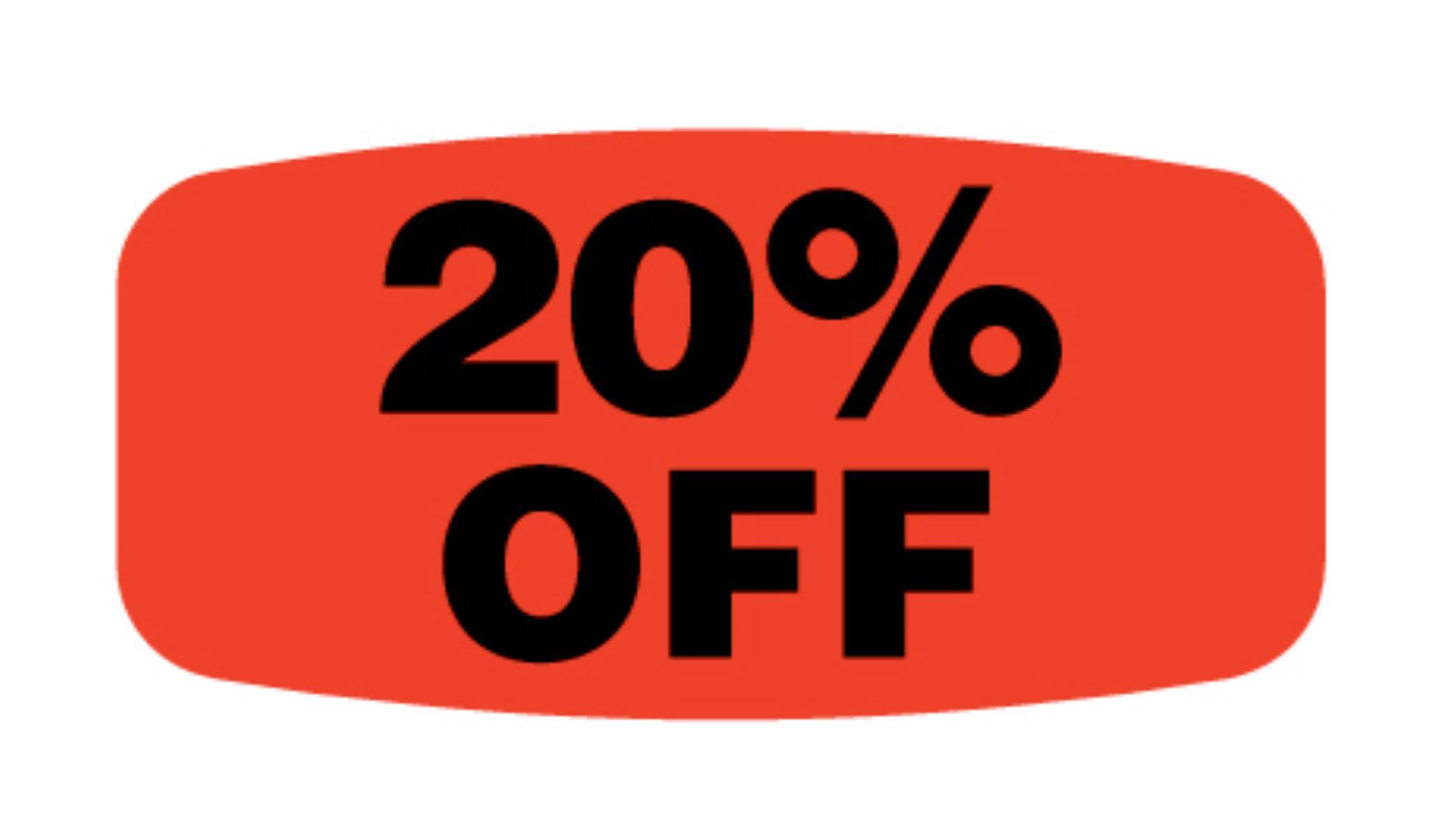 20% Off Label 0.62X1.25 IN Black Fluorescent Red Short Oval 1000 Count/Roll 50 Rolls/Case 50000 Count/Case