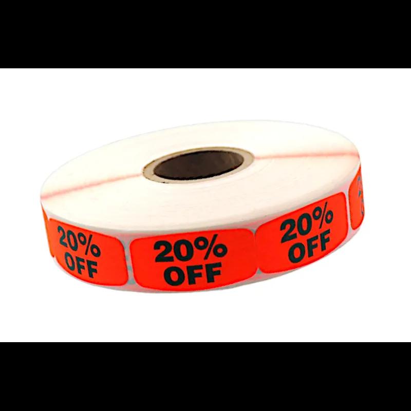 20% Off Label 0.62X1.25 IN Black Fluorescent Red Short Oval 1000 Count/Roll 50 Rolls/Case 50000 Count/Case