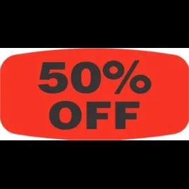 50% Off Label 0.625X1.25 IN Black Fluorescent Red Short Oval 1000 Count/Roll 50 Rolls/Case 50000 Count/Case