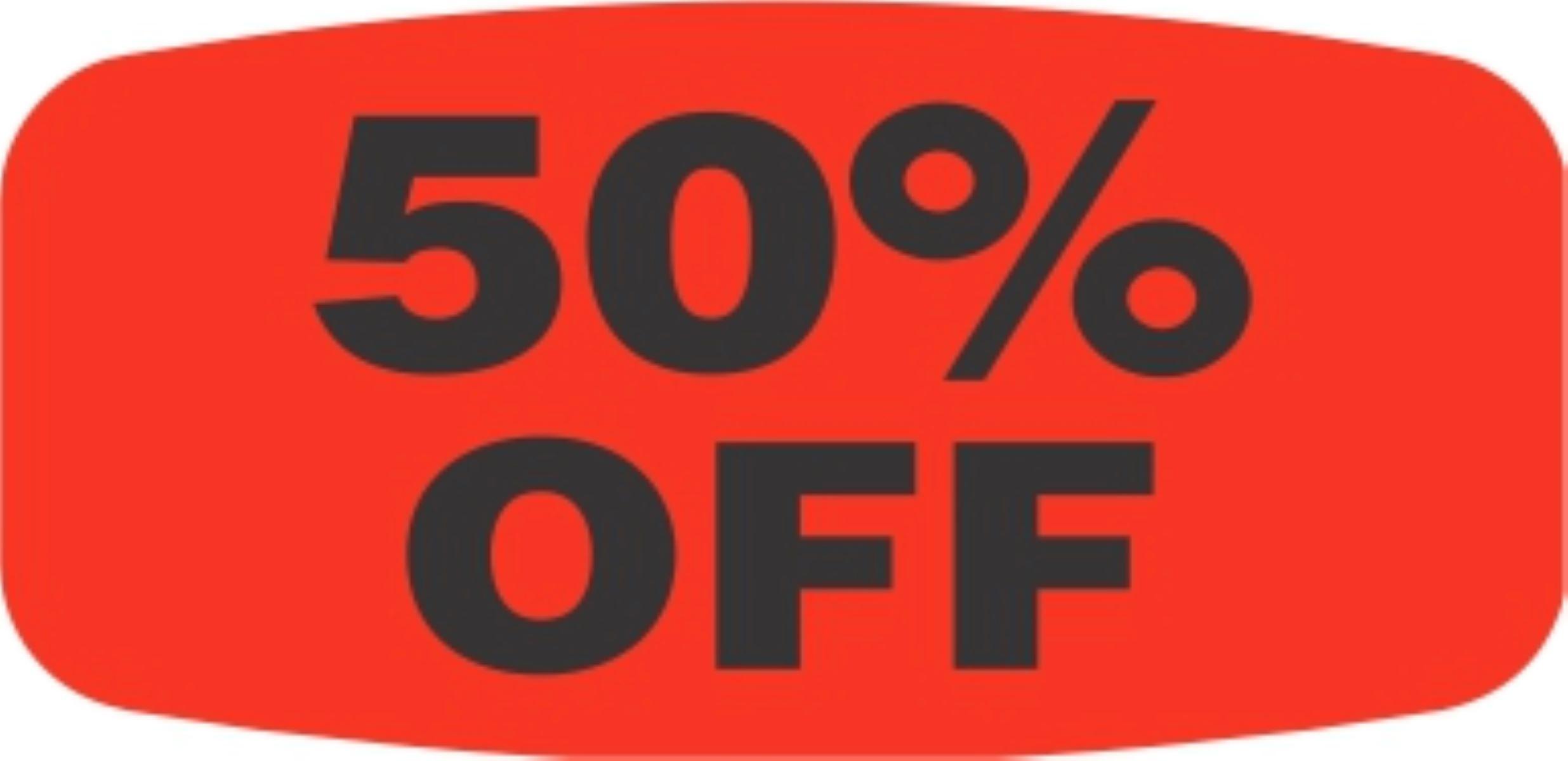 50% Off Label 0.625X1.25 IN Black Fluorescent Red Short Oval 1000 Count/Roll 50 Rolls/Case 50000 Count/Case