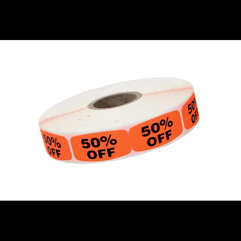 50% Off Label 0.625X1.25 IN Black Fluorescent Red Short Oval 1000 Count/Roll 50 Rolls/Case 50000 Count/Case