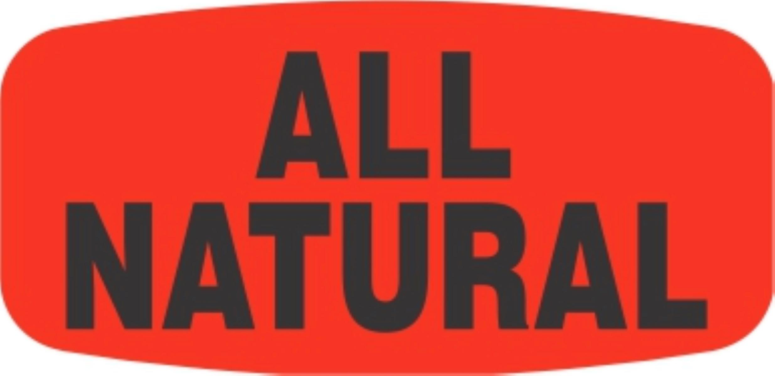 All Natural Label 0.625X1.25 IN Black Fluorescent Red Short Oval 1000 Count/Roll 50 Rolls/Case 50000 Count/Case