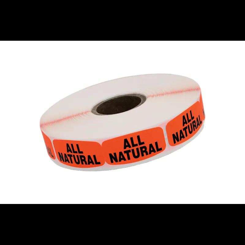 All Natural Label 0.625X1.25 IN Black Fluorescent Red Short Oval 1000 Count/Roll 50 Rolls/Case 50000 Count/Case