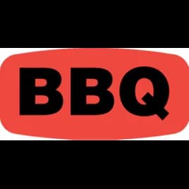 BBQ Label 0.625X1.25 IN Black Fluorescent Red Short Oval 1000 Count/Roll 50 Rolls/Case 50000 Count/Case