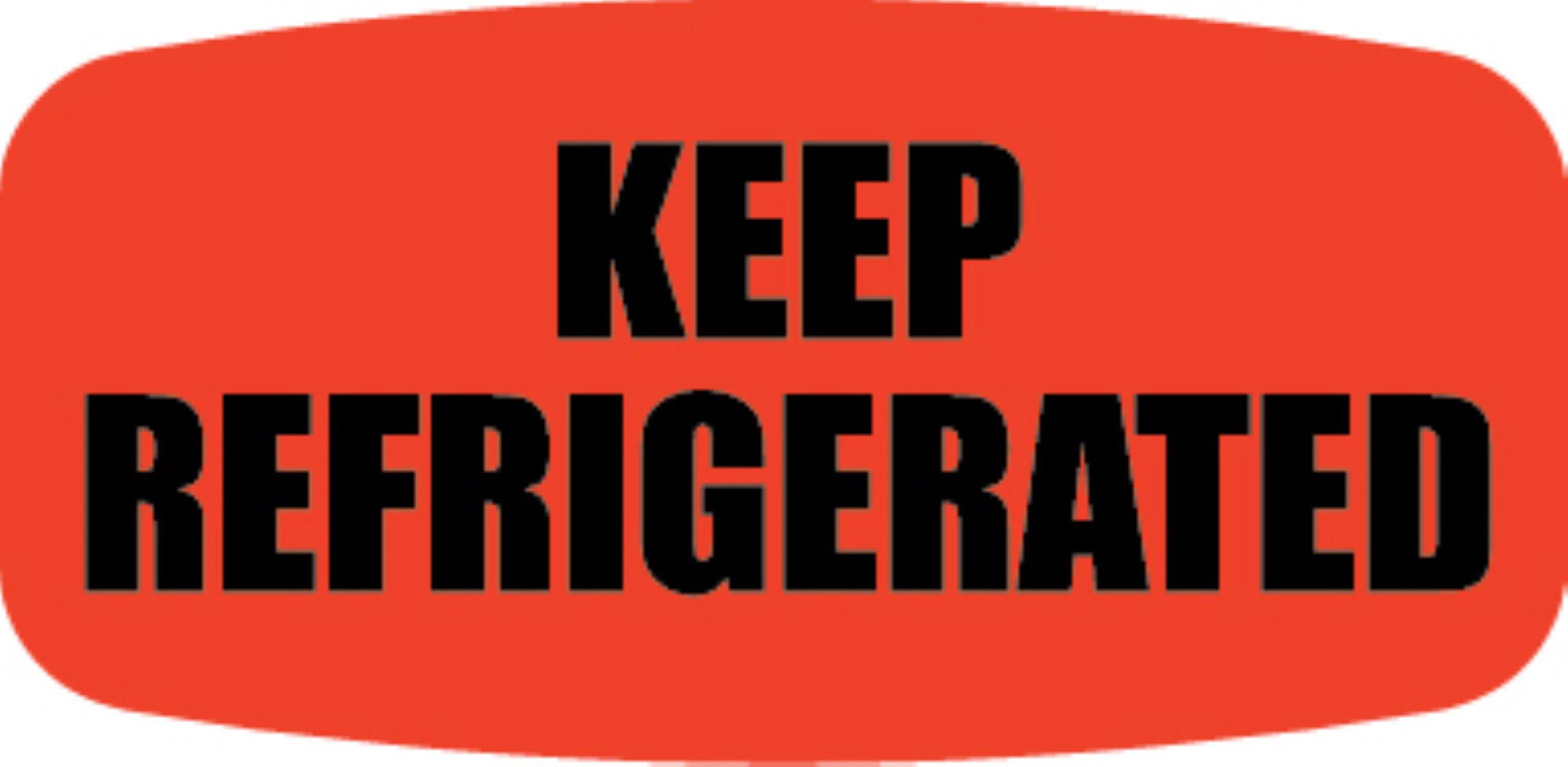 Keep Refrigerated Label 0.625X1.25 IN Black Fluorescent Red Short Oval 1000 Count/Roll 50 Rolls/Case 50000 Count/Case