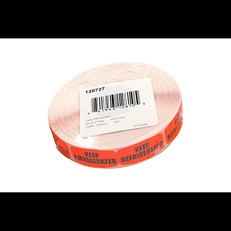 Keep Refrigerated Label 0.625X1.25 IN Black Fluorescent Red Short Oval 1000 Count/Roll 50 Rolls/Case 50000 Count/Case