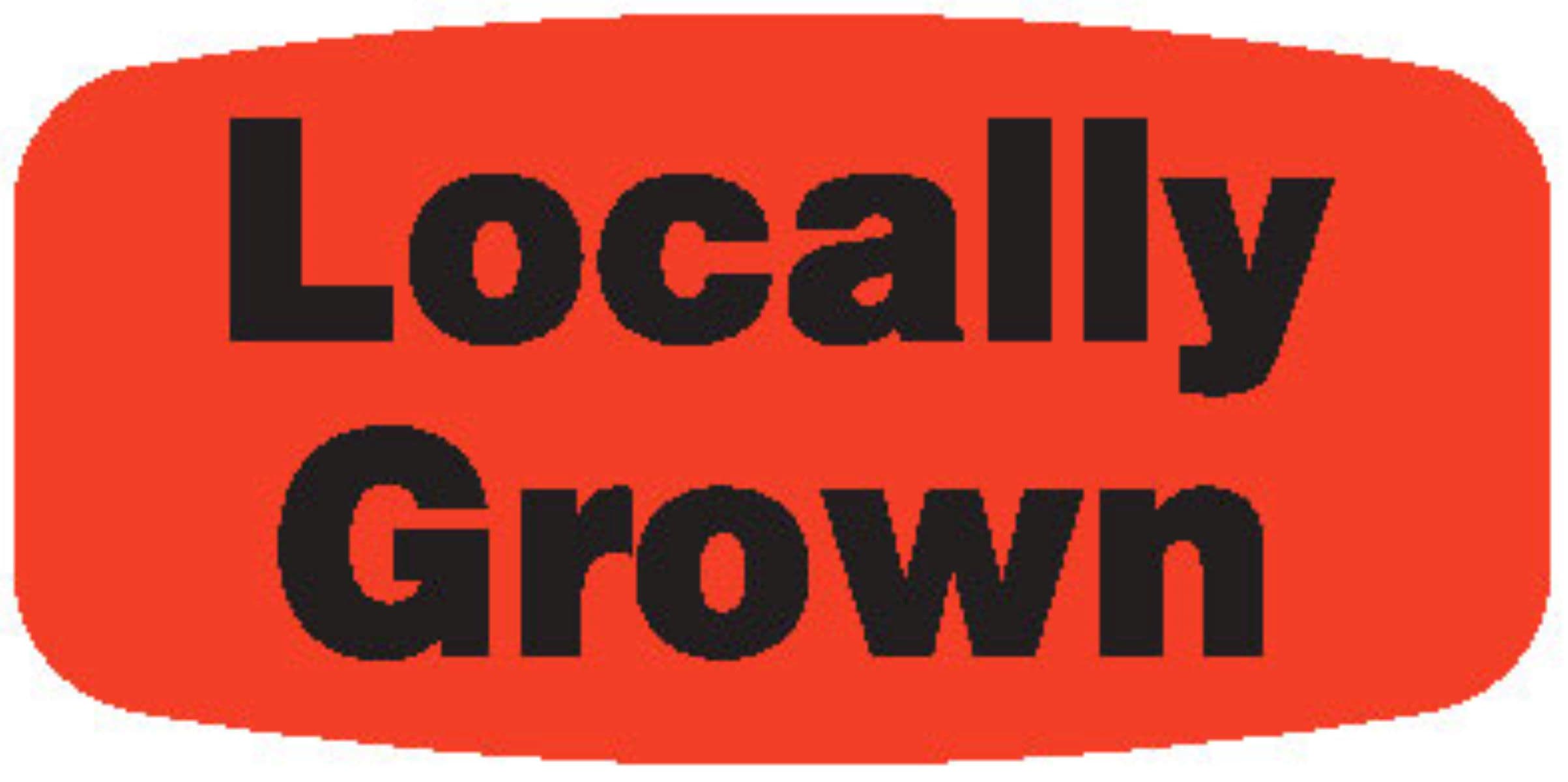 Locally Grown Origin Label 0.625X1.25 IN Black Fluorescent Red Short Oval 1000 Count/Roll 50 Rolls/Case 50000 Count/Case