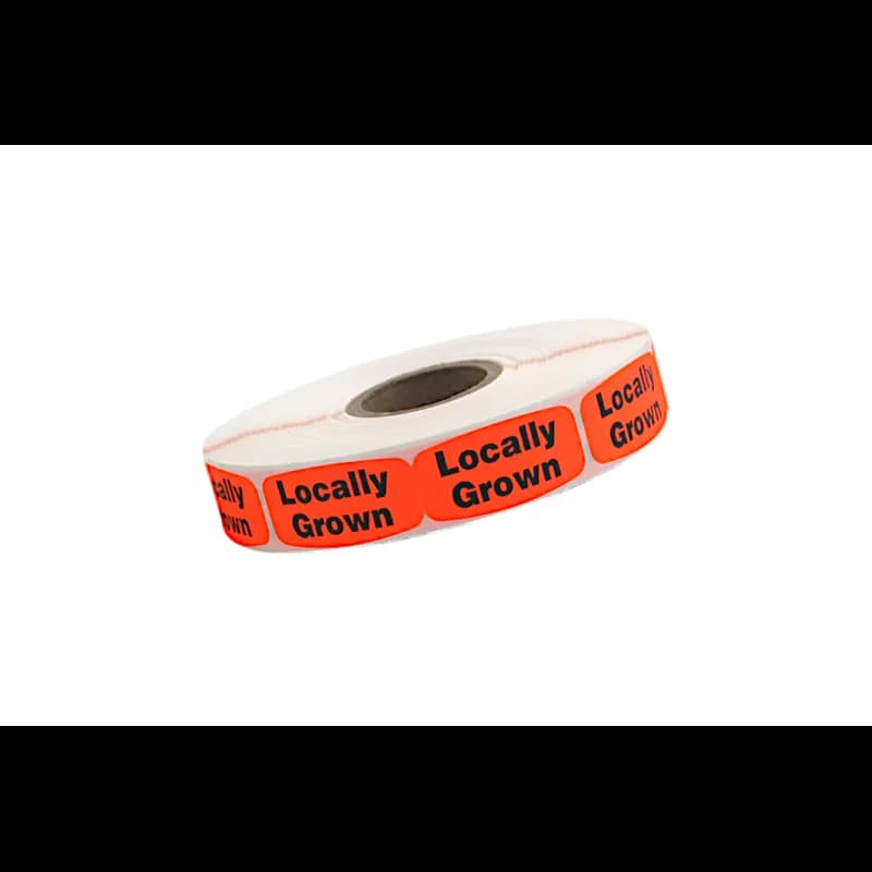 Locally Grown Origin Label 0.625X1.25 IN Black Fluorescent Red Short Oval 1000 Count/Roll 50 Rolls/Case 50000 Count/Case