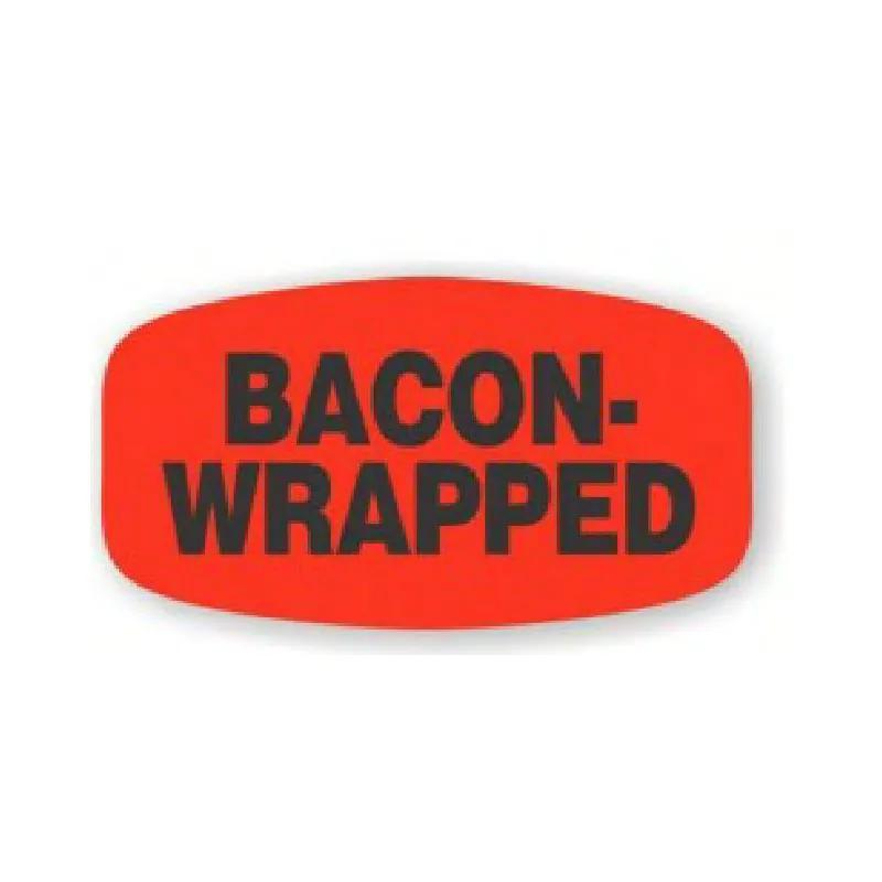 Bacon Label 1.25X0.625 IN Black Red Oval Short 1000/Roll