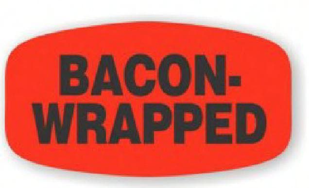 Bacon Label 1.25X0.625 IN Black Red Oval Short 1000/Roll