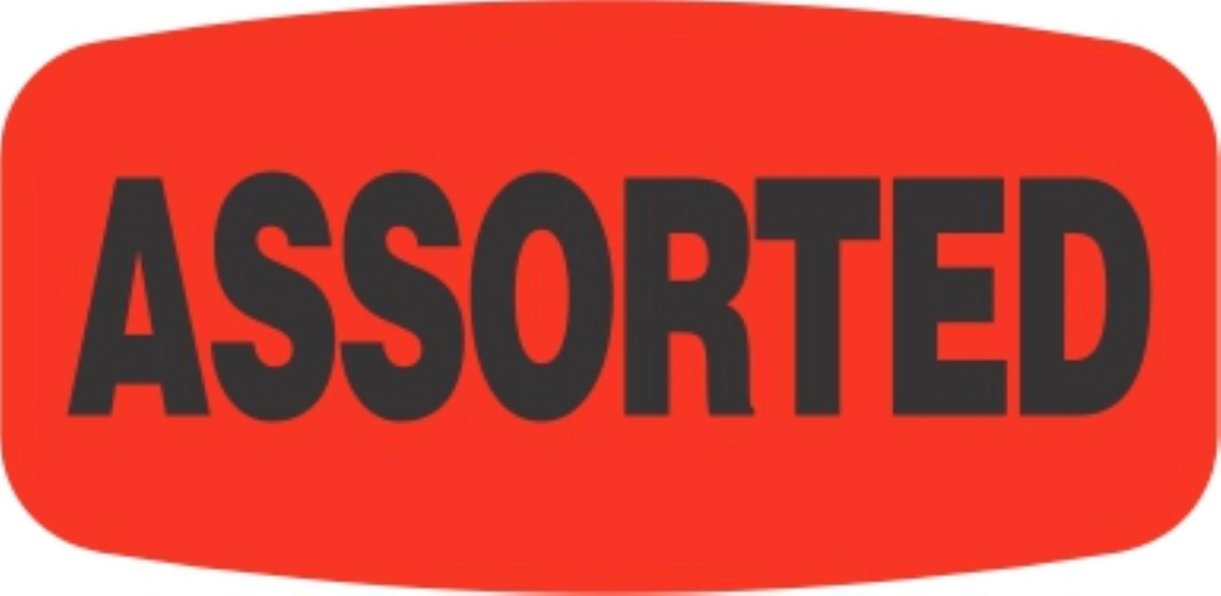 Assorted Label 0.625X1.25 IN Black Fluorescent Red Short Oval 1000 Count/Roll 50 Rolls/Case 50000 Count/Case