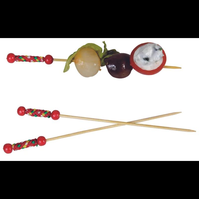 Pick 4.7 IN Bamboo Natural With 2 Red Beads 100 Count/Pack 20 Packs/Case 2000 Count/Case