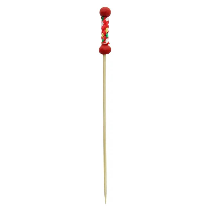 Pick 4.7 IN Bamboo Natural With 2 Red Beads 100 Count/Pack 20 Packs/Case 2000 Count/Case