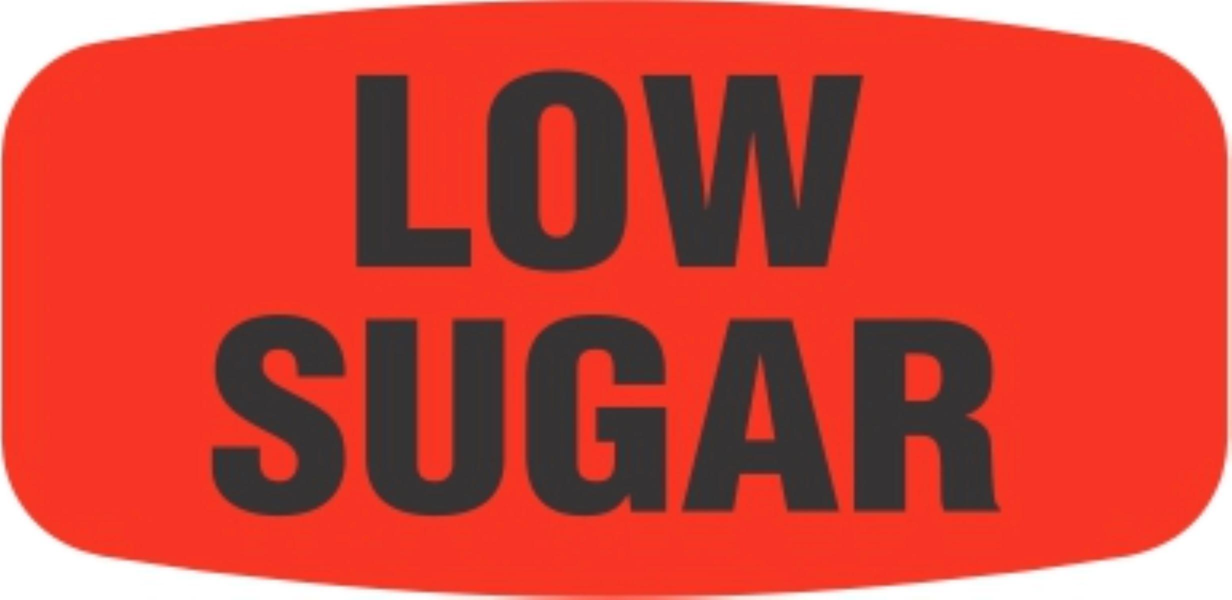 Low Sugar Label 0.625X1.25 IN Black Fluorescent Red Short Oval 1000 Count/Roll 50 Rolls/Case 50000 Count/Case