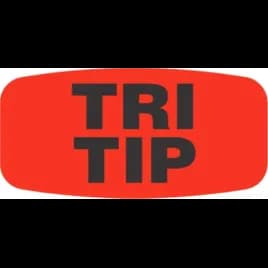 Tri Tip Label 0.625X1.25 IN Black Fluorescent Red Short Oval 1000 Count/Roll 50 Rolls/Case 50000 Count/Case