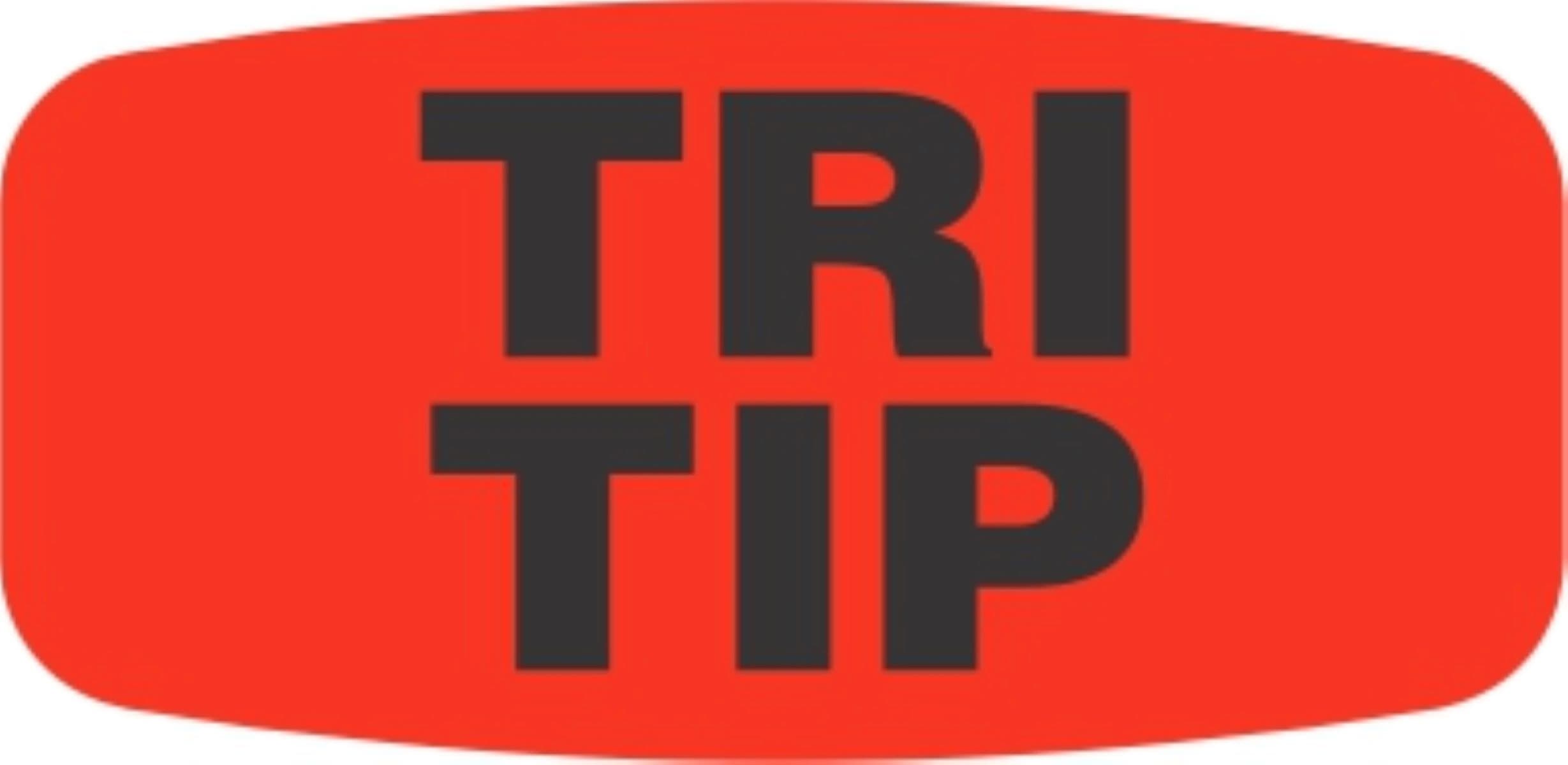 Tri Tip Label 0.625X1.25 IN Black Fluorescent Red Short Oval 1000 Count/Roll 50 Rolls/Case 50000 Count/Case