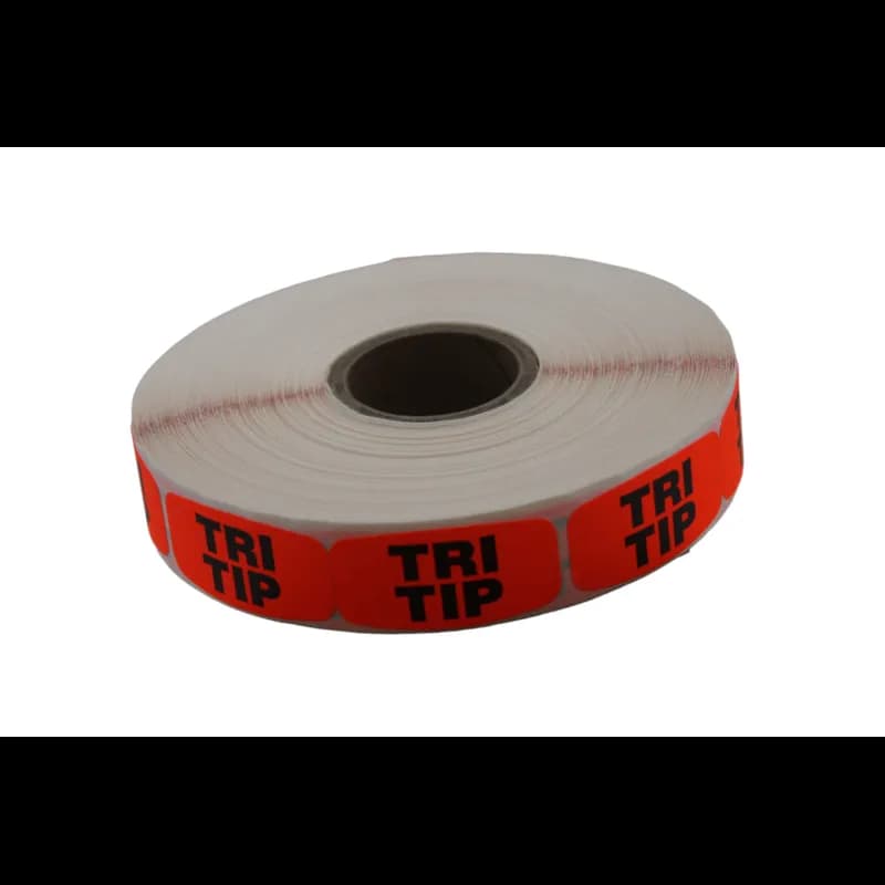 Tri Tip Label 0.625X1.25 IN Black Fluorescent Red Short Oval 1000 Count/Roll 50 Rolls/Case 50000 Count/Case