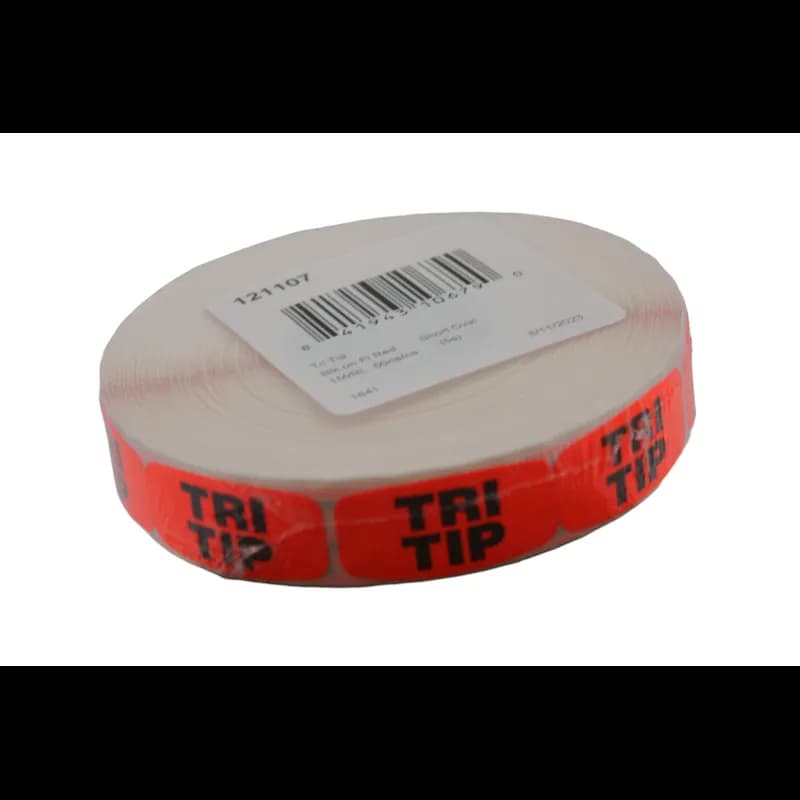 Tri Tip Label 0.625X1.25 IN Black Fluorescent Red Short Oval 1000 Count/Roll 50 Rolls/Case 50000 Count/Case