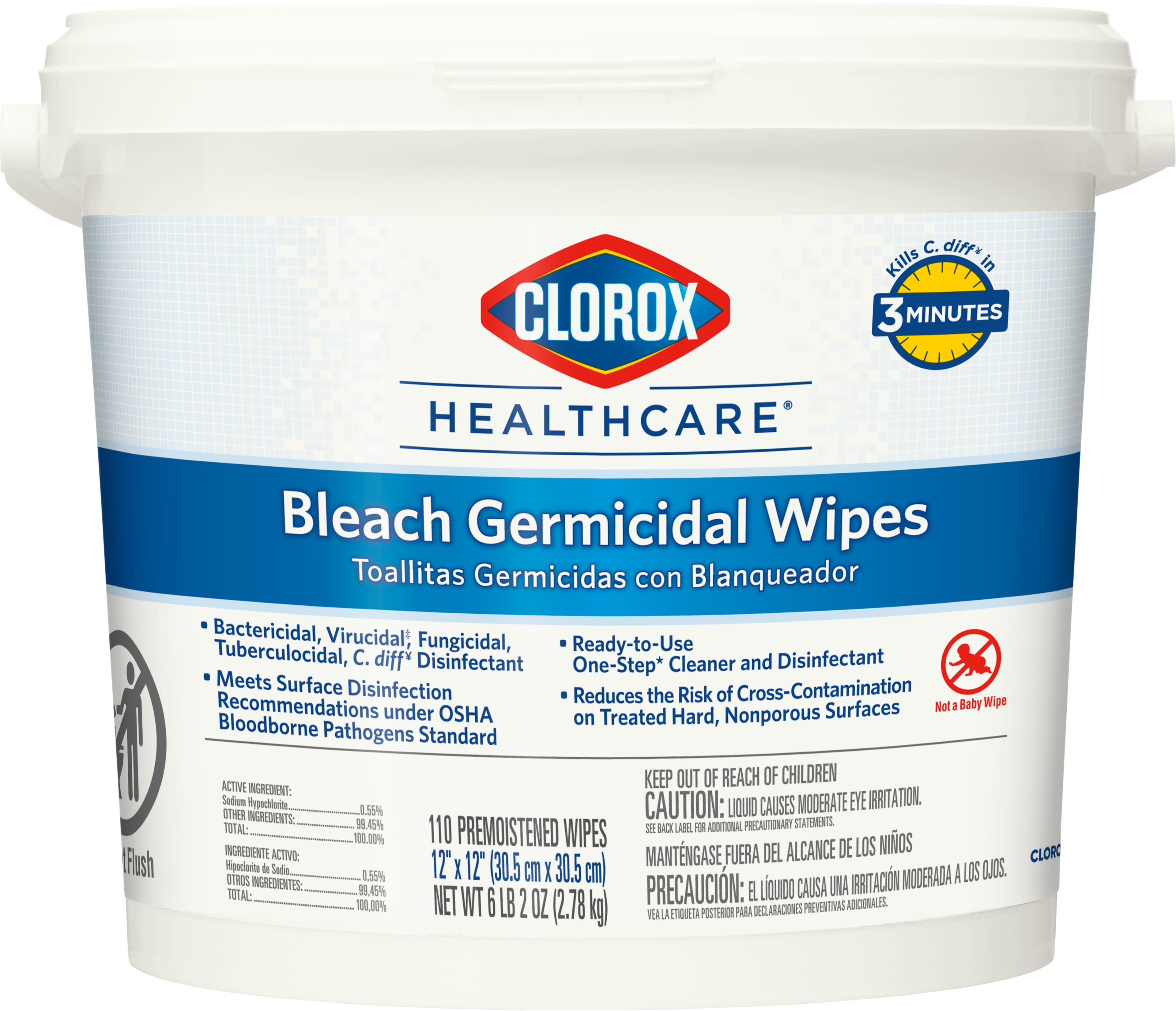 Clorox Healthcare® Bleach Germicidal Unscented One-Step Disinfectant Multi Surface Wipe 110 Count/Pack 2 Packs/Case