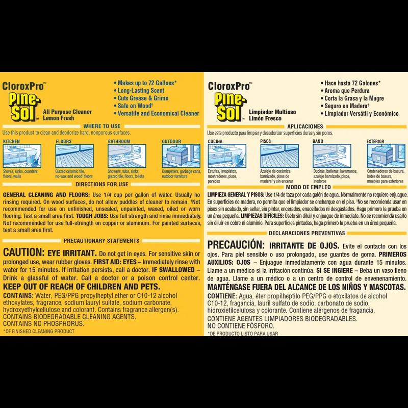 Pine-Sol® Lemon Fresh All Purpose Cleaner Deodorizer 1.125 GAL Multi Surface Concentrate Screw Cap 3/Case