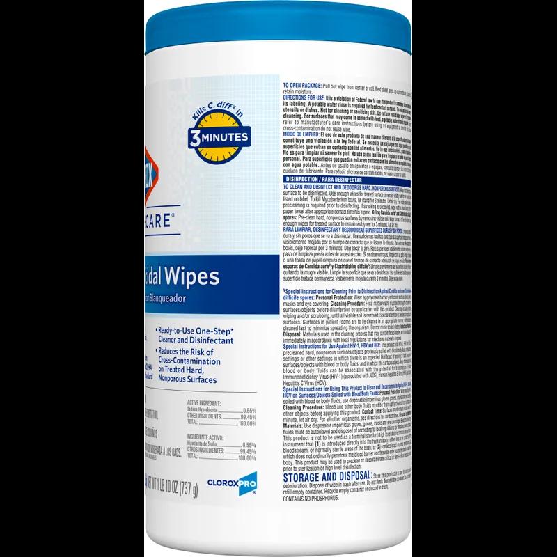 Clorox Healthcare® Bleach Germicidal Unscented One-Step Disinfectant Multi Surface Wipe 70 Count/Pack 6 Packs/Case