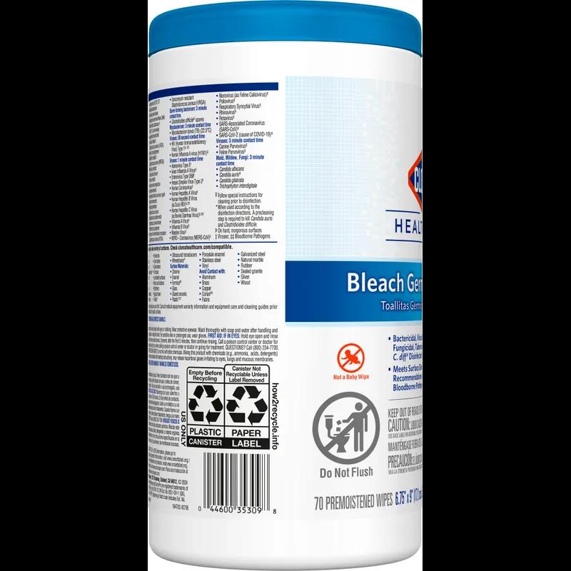 Clorox Healthcare® Bleach Germicidal Unscented One-Step Disinfectant Multi Surface Wipe 70 Count/Pack 6 Packs/Case
