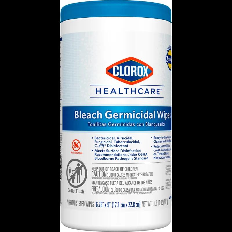 Clorox Healthcare® Bleach Germicidal Unscented One-Step Disinfectant Multi Surface Wipe 70 Count/Pack 6 Packs/Case