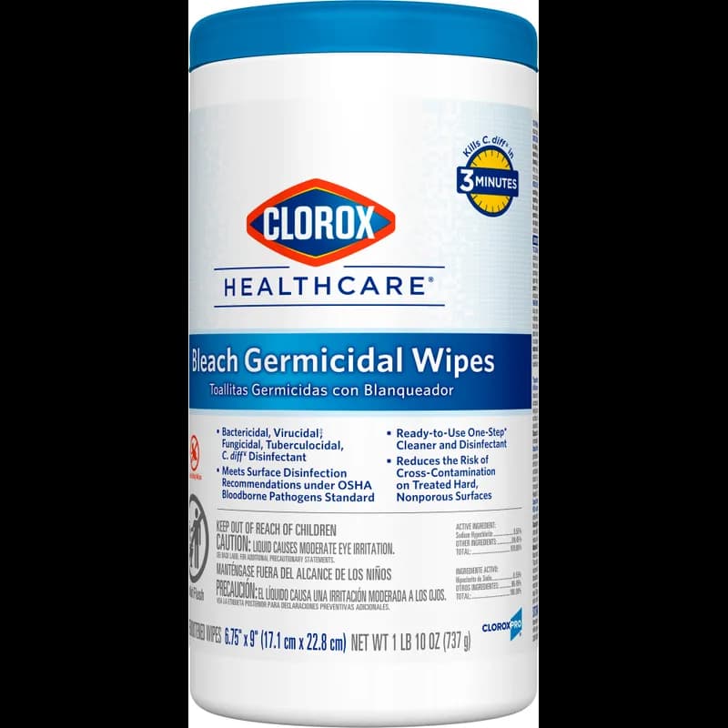 Clorox Healthcare® Bleach Germicidal Unscented One-Step Disinfectant Multi Surface Wipe 70 Count/Pack 6 Packs/Case