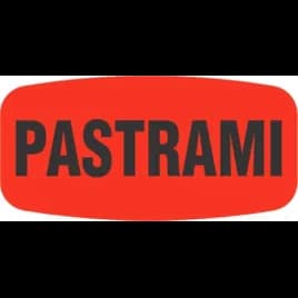 Pastrami Label 0.625X1.25 IN Black Fluorescent Red Short Oval 1000 Count/Roll 50 Rolls/Case 50000 Count/Case