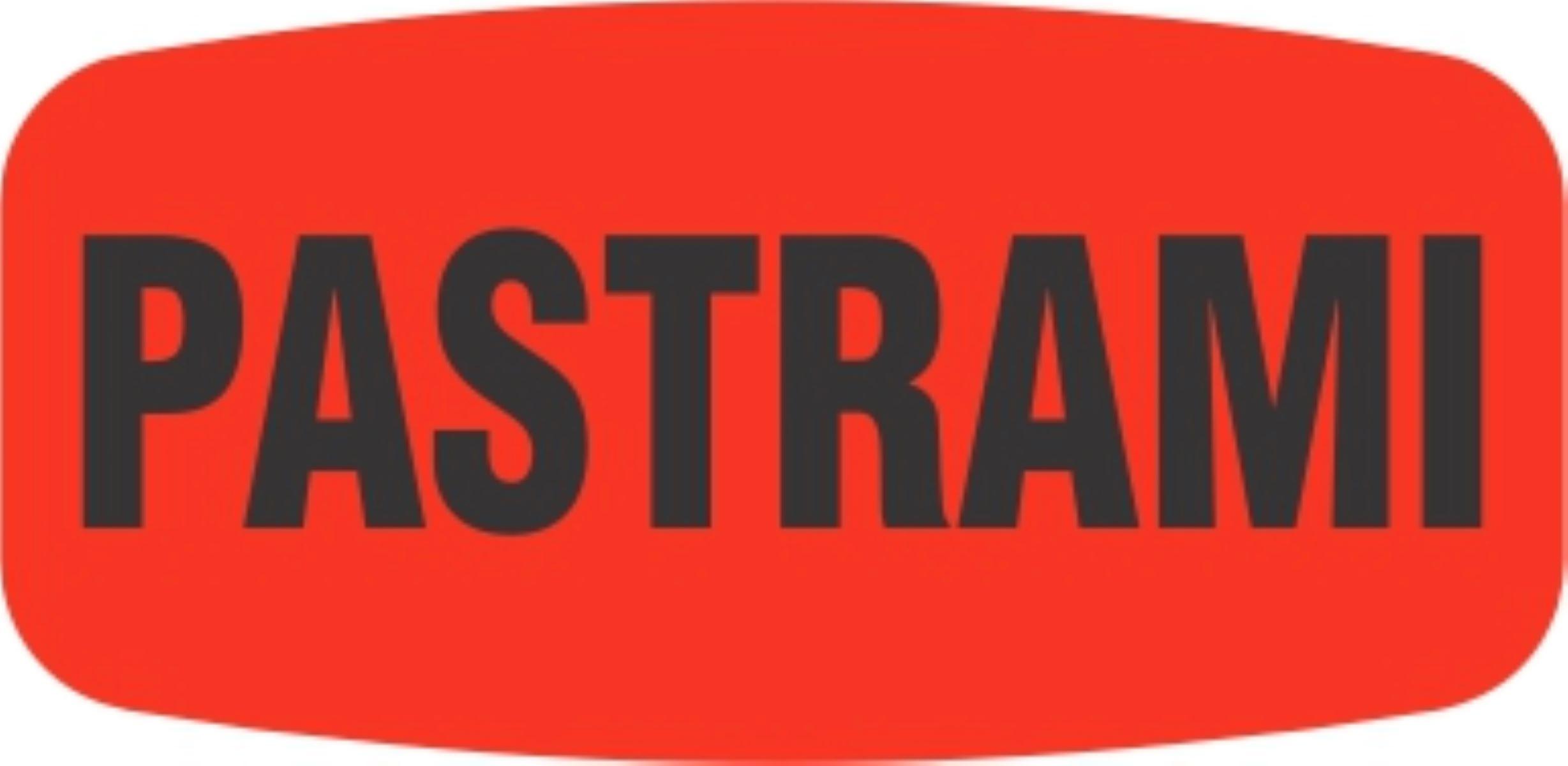Pastrami Label 0.625X1.25 IN Black Fluorescent Red Short Oval 1000 Count/Roll 50 Rolls/Case 50000 Count/Case