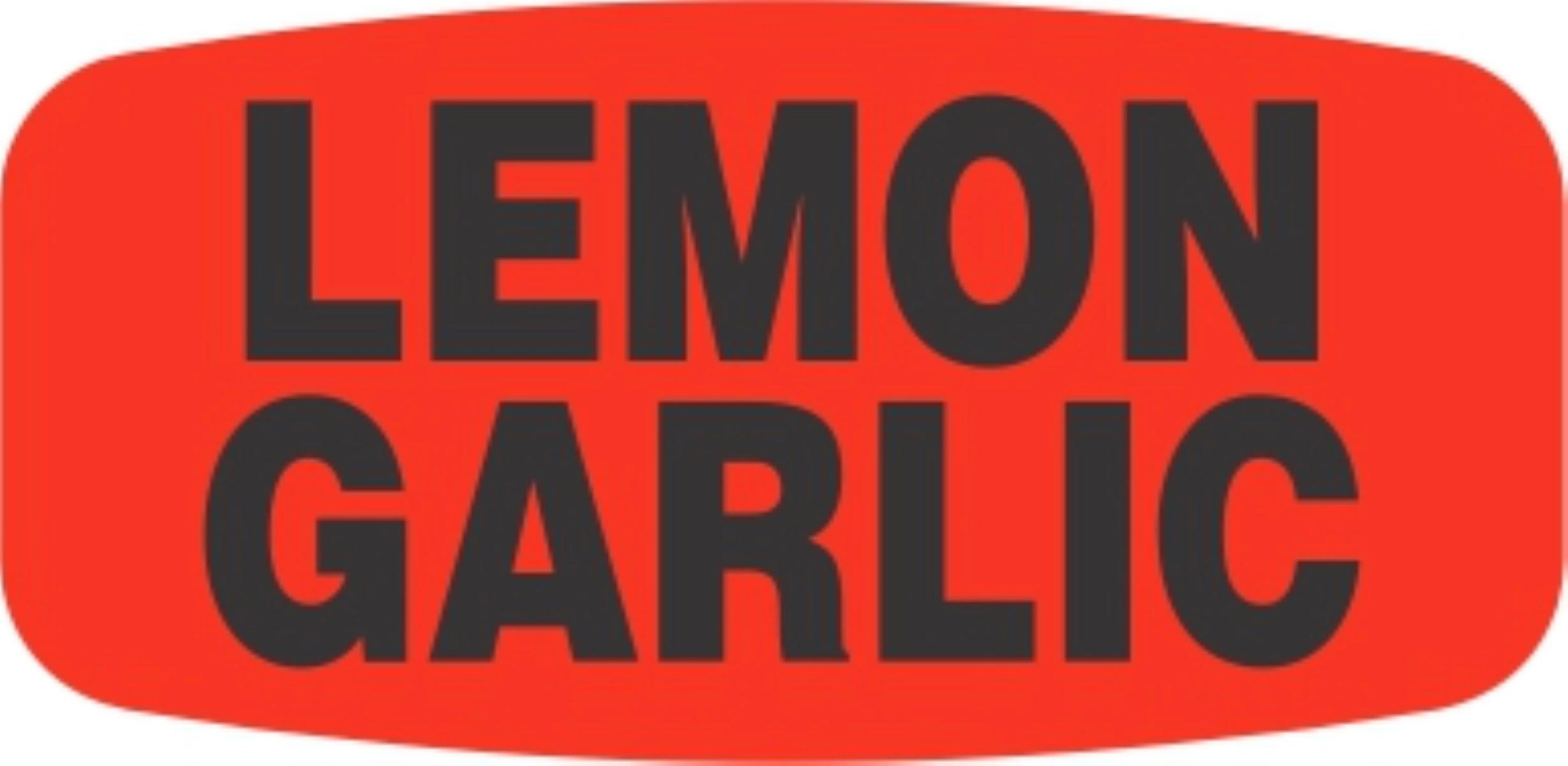 Lemon Garlic Label 0.625X1.25 IN Black Fluorescent Red Short Oval 1000 Count/Roll 50 Rolls/Case 50000 Count/Case