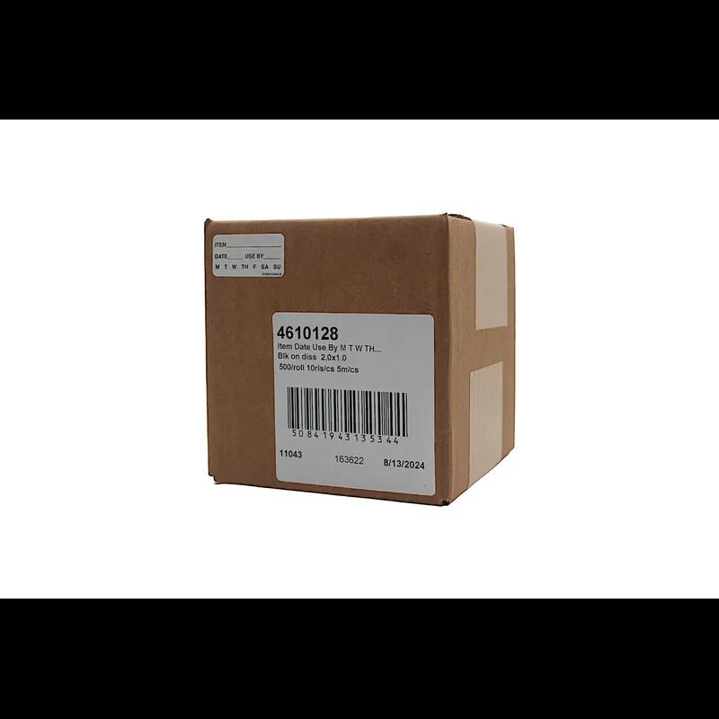 Label 7 Day/Item/Date/Use By DOW Food Safety Label 2X1 IN Black Dissolvable 500 Count/Roll 10 Rolls/Case 5000 Count/Case