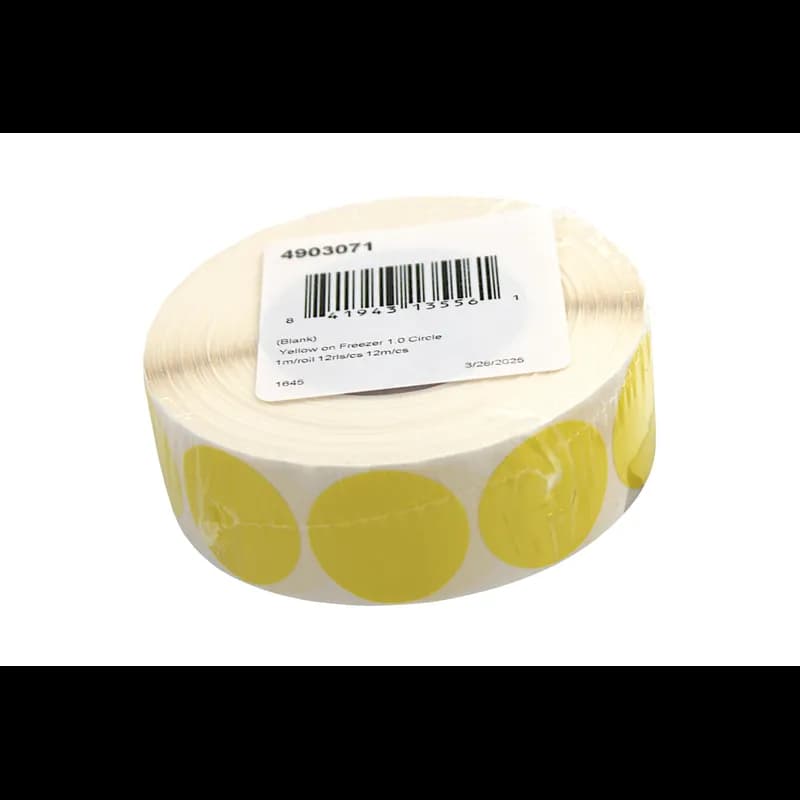 Blank Expiration Label 1 IN Yellow Circle All Temperature Permanent 1000 Count/Roll 12 Rolls/Case 12000 Count/Case