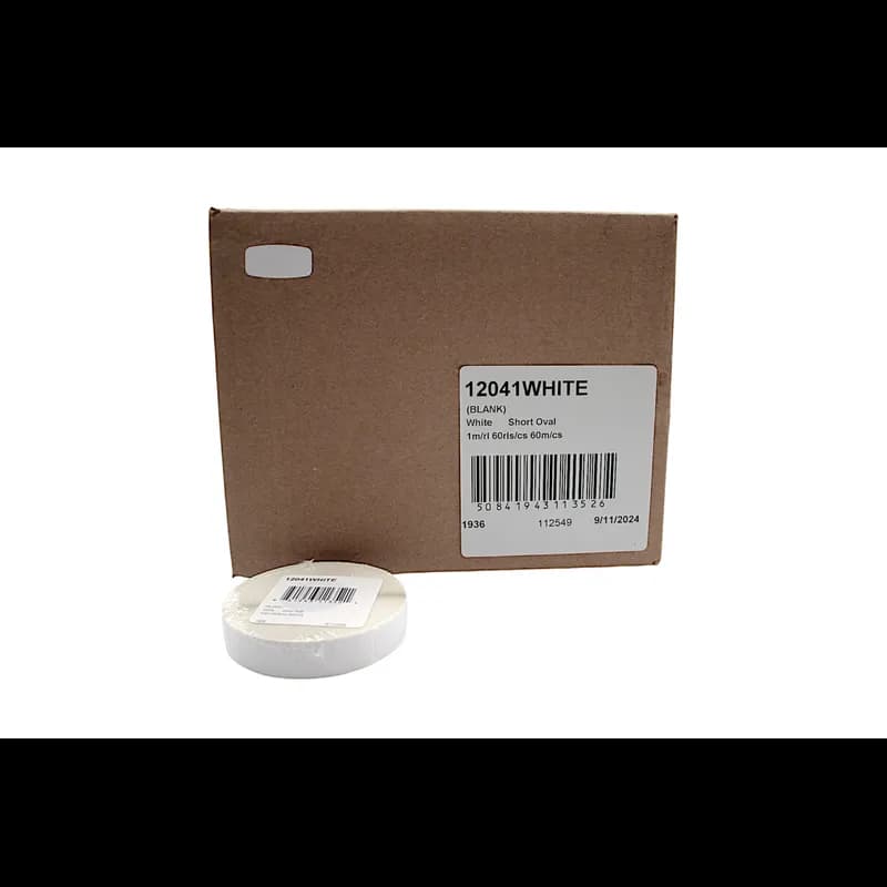 Blank Write In Label 0.625X1.25 IN White Short Oval Write On 1000 Count/Roll 60 Rolls/Case 60000 Count/Case