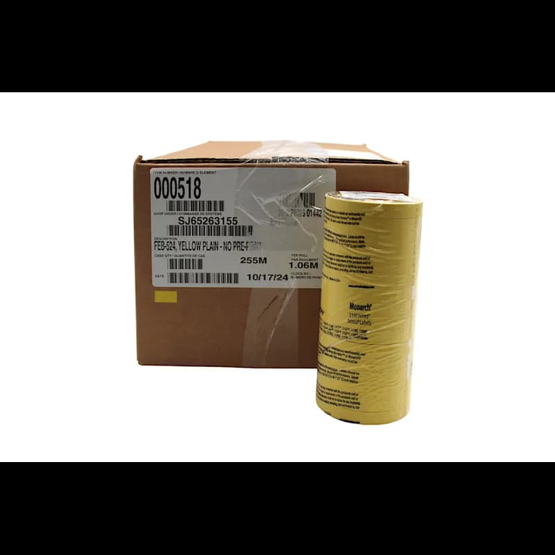 Monarch 1110/FEB-524 Blank Gun Label 0.38X0.733 IN Yellow 17000/Pack