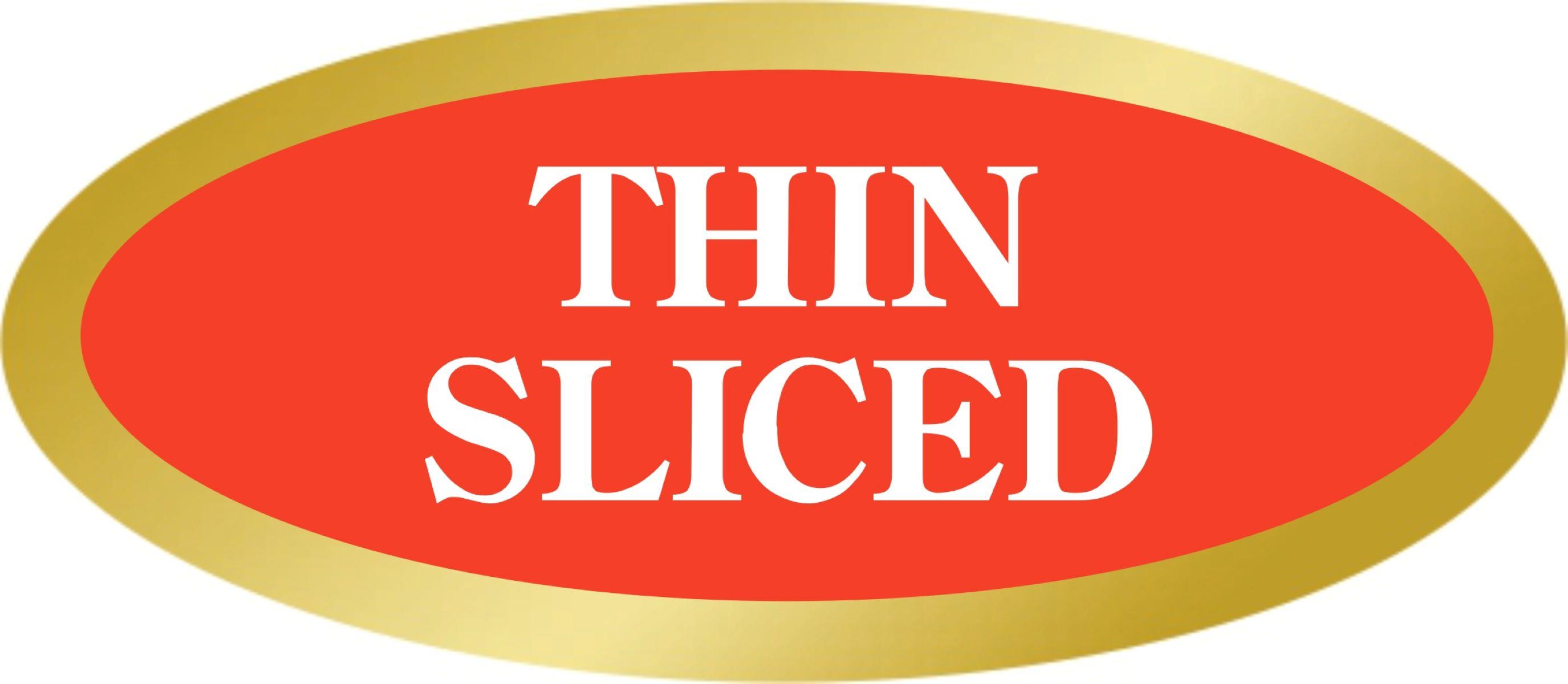 Thin Sliced Meat General Purpose Label 0.843X1.9 IN Silver Red White Gold Oval 500 Count/Roll 25 Rolls/Case