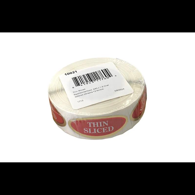Thin Sliced Meat General Purpose Label 0.843X1.9 IN Silver Red White Gold Oval 500 Count/Roll 25 Rolls/Case