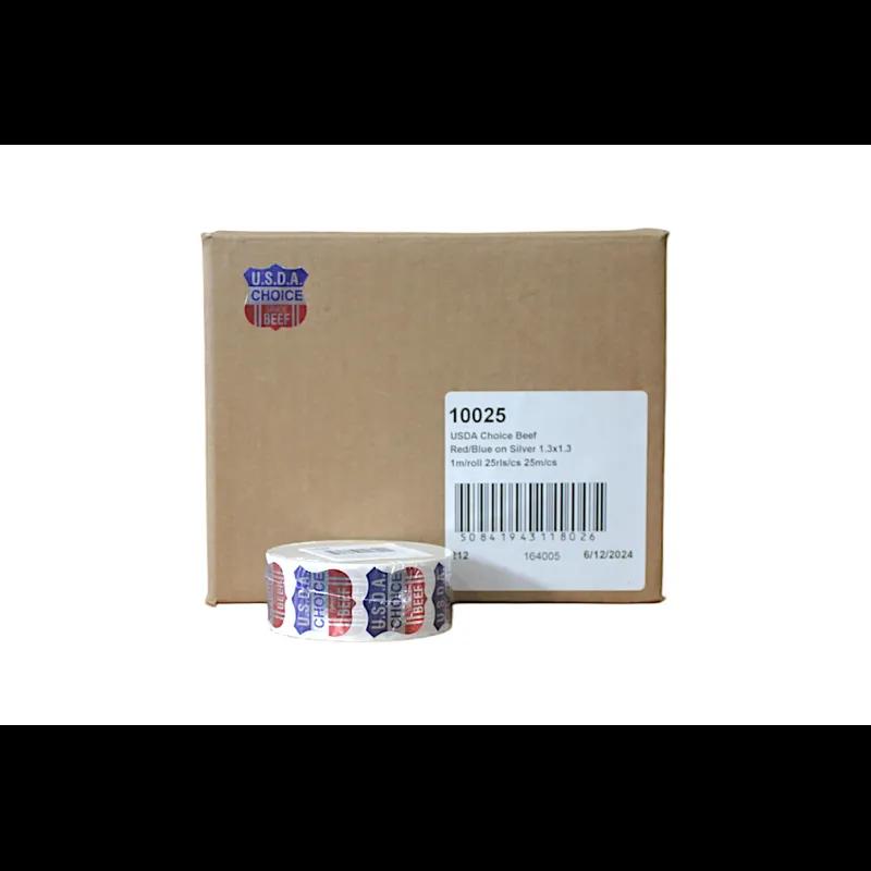 USDA Choice Beef Meat Label 1.3X1.3 IN Red Blue Silver Shield Foil 1000/Roll