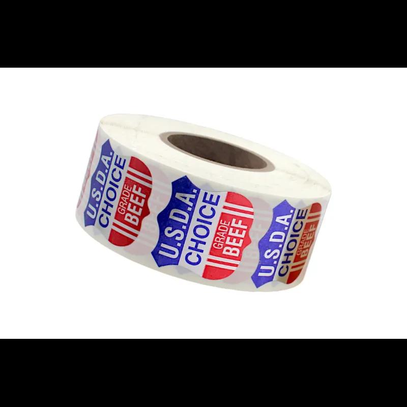 USDA Choice Beef Meat Label 1.3X1.3 IN Red Blue Silver Shield Foil 1000/Roll
