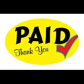 Paid Thank You Promo Label 1.25X2 IN 4 Color Oval 500 Count/Roll 20 Rolls/Case 10000 Count/Case