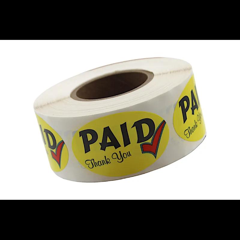 Paid Thank You Promo Label 1.25X2 IN 4 Color Oval 500 Count/Roll 20 Rolls/Case 10000 Count/Case