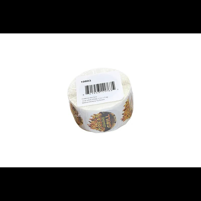 Great On The Grill Meat Grilling Label 1.2X1.3 IN 4 Color Process UV Food Grade Adhesive 500 Count/Roll 25 Rolls/Case