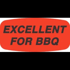 Excellent For Barbeque Label 0.625X1.25 IN Black Fluorescent Red Short Oval 1000 Count/Roll 50 Rolls/Case