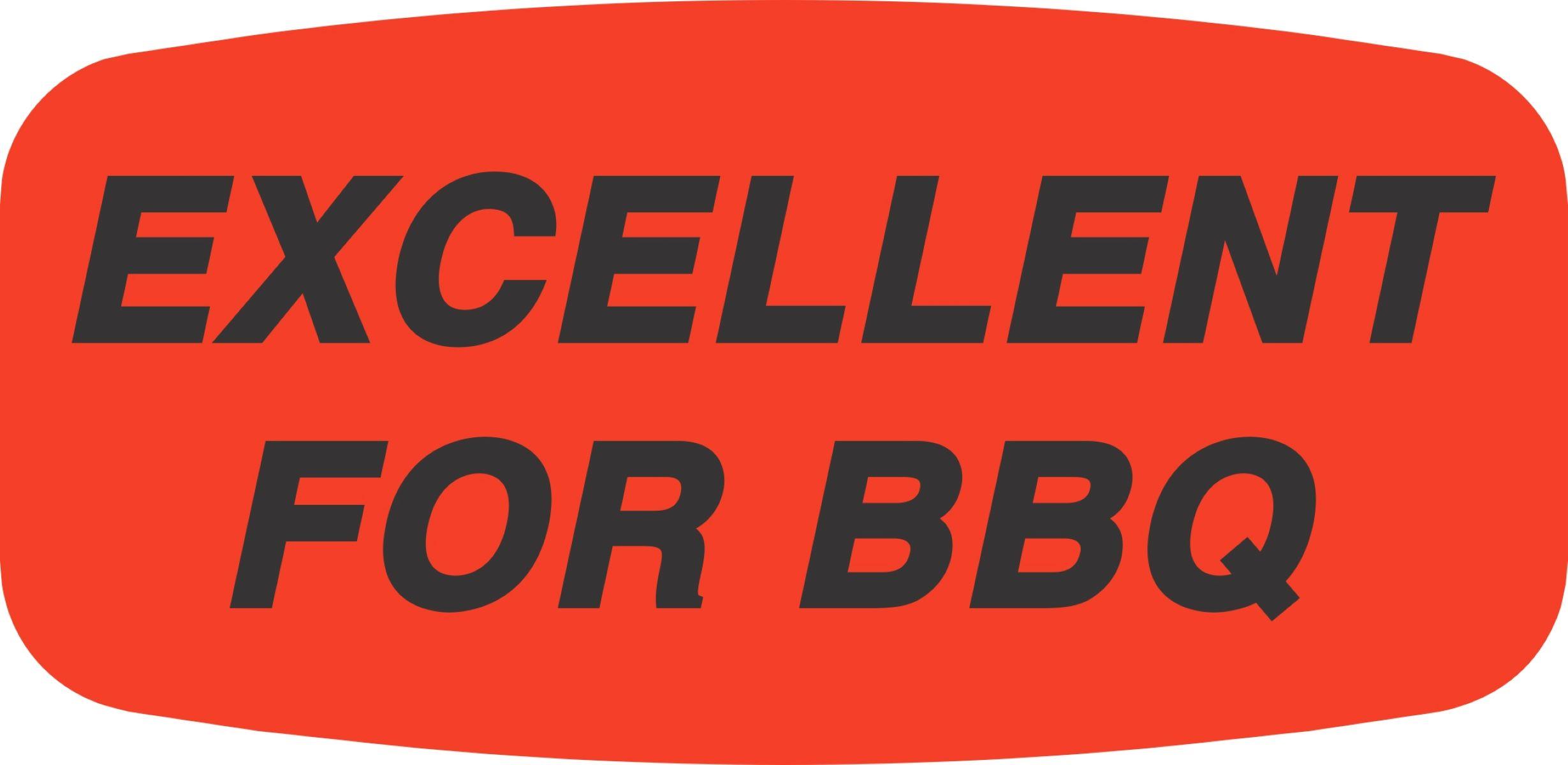 Excellent For Barbeque Label 0.625X1.25 IN Black Fluorescent Red Short Oval 1000 Count/Roll 50 Rolls/Case