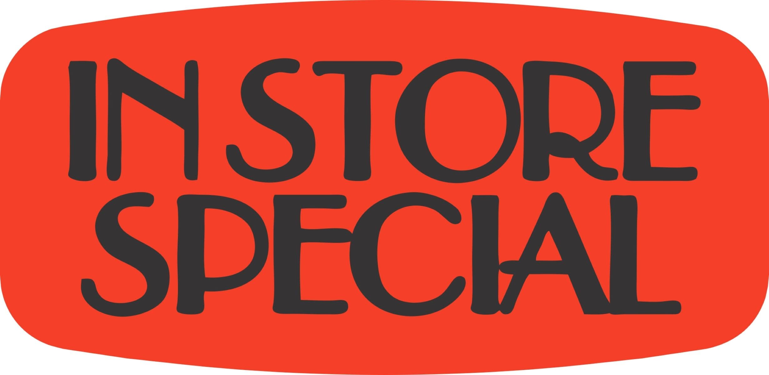 In Store Special Label 0.625X1.25 IN Black Fluorescent Red Short Oval 1000 Count/Roll 50 Rolls/Case 50000 Count/Case