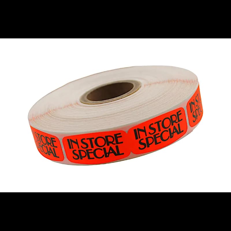 In Store Special Label 0.625X1.25 IN Black Fluorescent Red Short Oval 1000 Count/Roll 50 Rolls/Case 50000 Count/Case