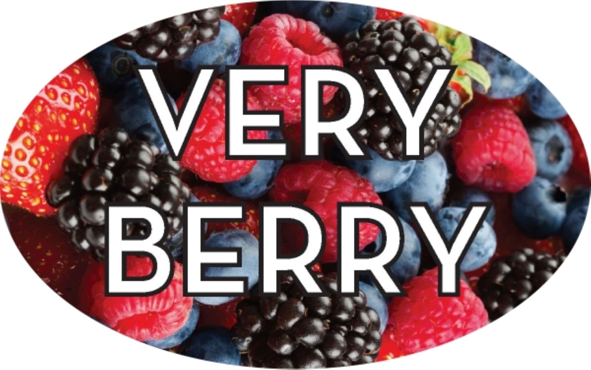 Very Berry Bakery Flavor Label 1.25X2 IN Oval 4 Color Process 500 Count/Roll 20 Rolls/Case 10000 Count/Case