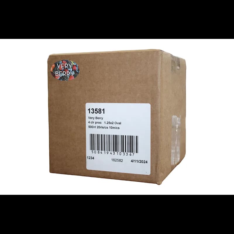 Very Berry Bakery Flavor Label 1.25X2 IN Oval 4 Color Process 500 Count/Roll 20 Rolls/Case 10000 Count/Case